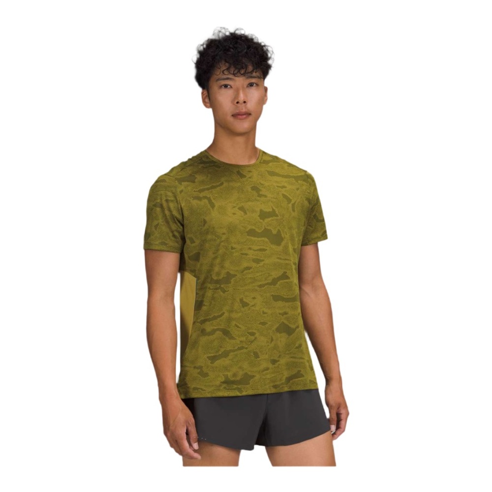 Lululemon Sz Medium Fast & Free Green Camo Short Sleeve Tee